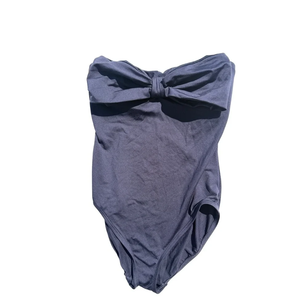 Kate Spade New York Navy Blue Strapless Bow One Piece Swimsuit Size Small